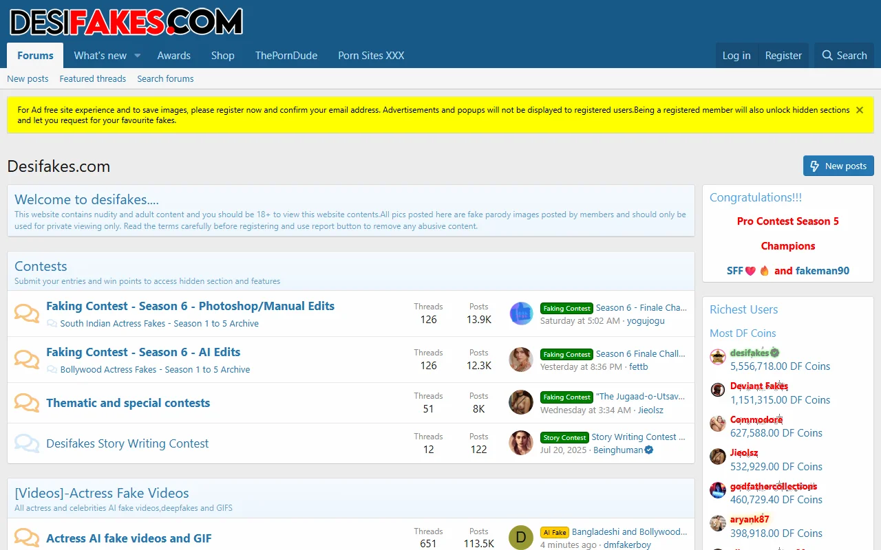 Screenshot of Desifakes